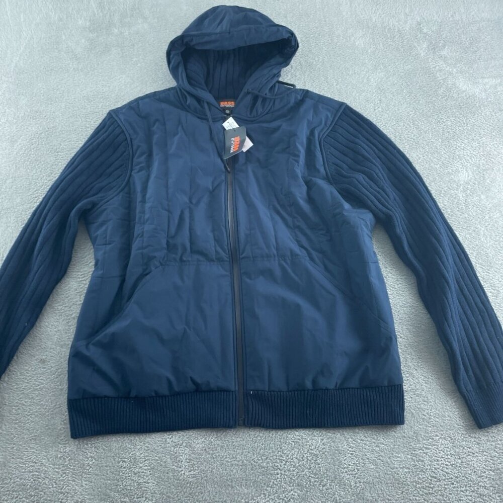 Bass Outdoor Navy Full-Zip Hoodie Sweater XXL  Blend Mens  5580 NWT